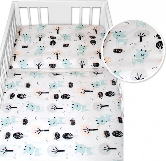 Baby Nellys Baby Nellys 3-dílná sada Mantinel s povlečením - Srnečci, bílá, 135 x 100 - obrázek 7