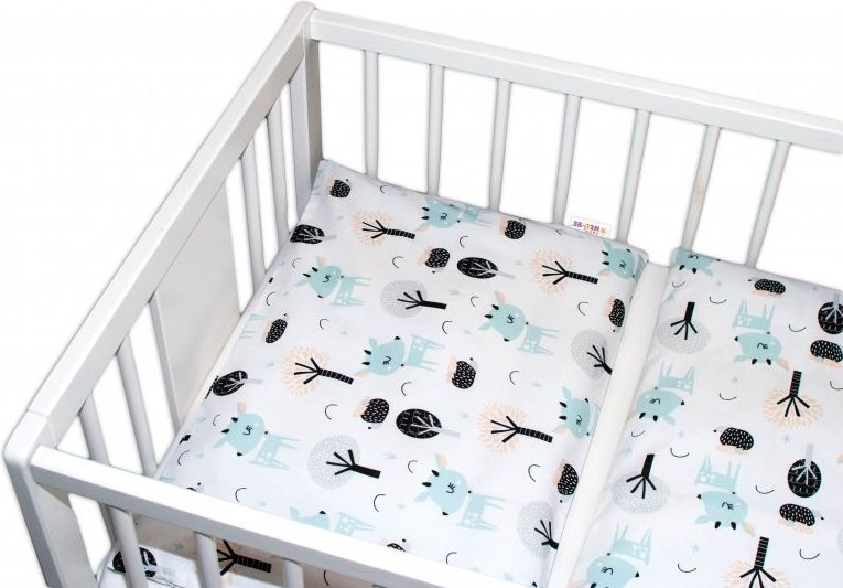 Baby Nellys Baby Nellys 3-dílná sada Mantinel s povlečením - Srnečci, bílá, 135 x 100 - obrázek 8