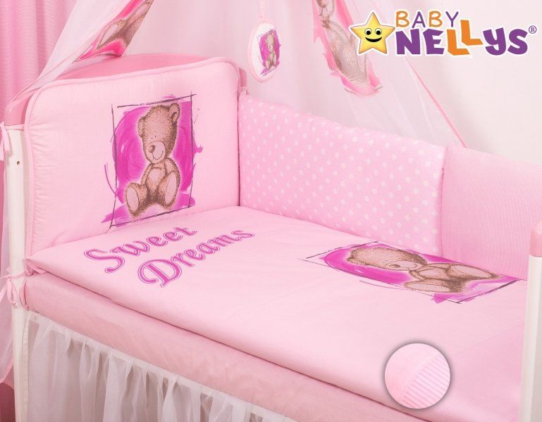 Baby Nellys Baby Nellys Mantinel 360cm s povlečením Sweet Dreams by Teddy - růžový - obrázek 3