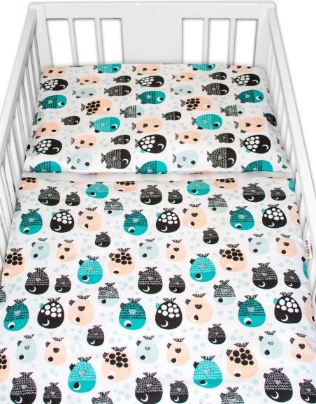 Baby Nellys Baby Nellys 2 - dílné bavlněné povlečení - Rybičky, bílé, 135 x 100 - obrázek 6
