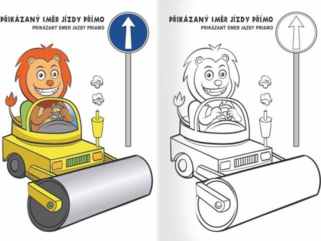 Omalovánka A5 - Zvířátka v akci - dopravní značky - obrázek 2