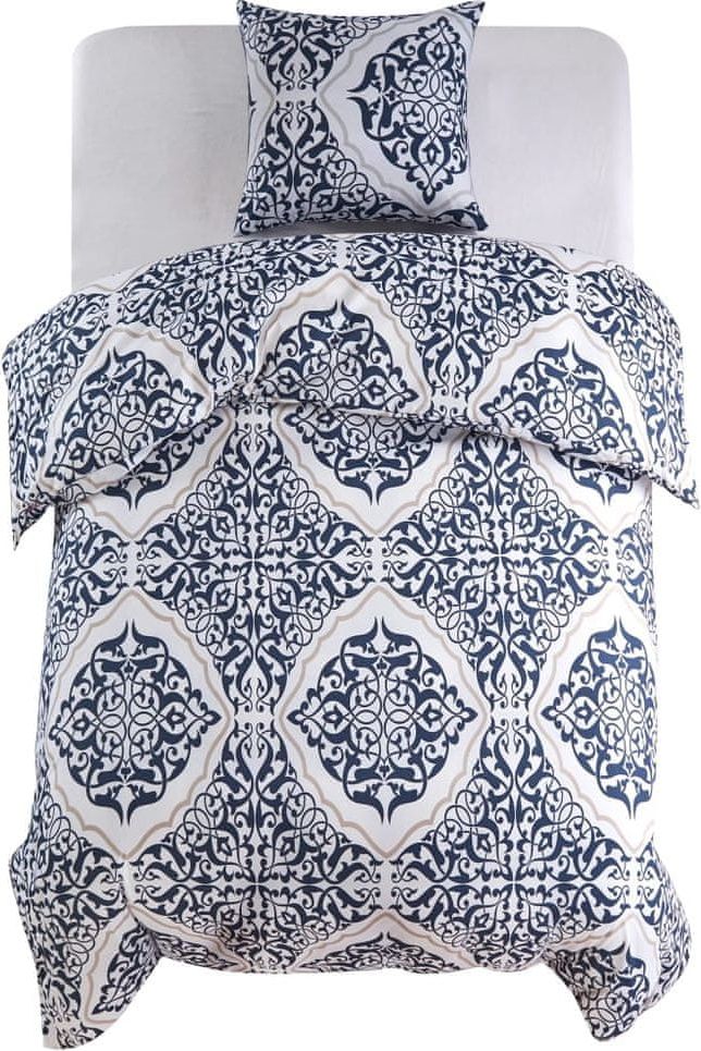 Vidaxl Sada povlečení 2 kusy klasický vzor 155x220/80x80 cm tmavomodrá - obrázek 1