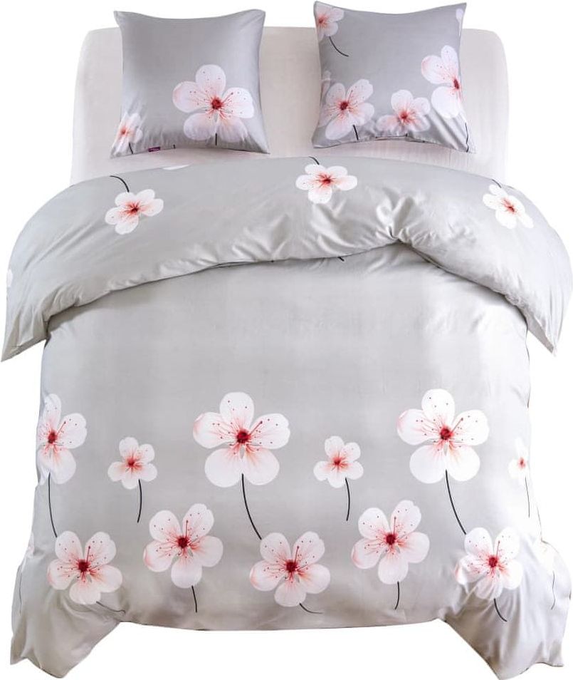 Vidaxl Sada povlečení 3 kusy květinový vzor 240x220/80x80 cm béžová - obrázek 1