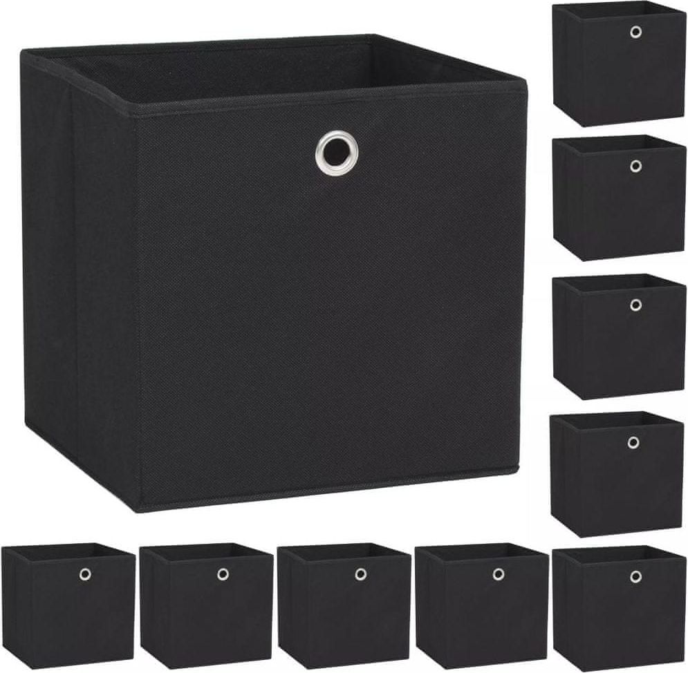 Vidaxl Úložné boxy 10 ks netkaná textilie 32 x 32 x 32 cm černé - obrázek 1