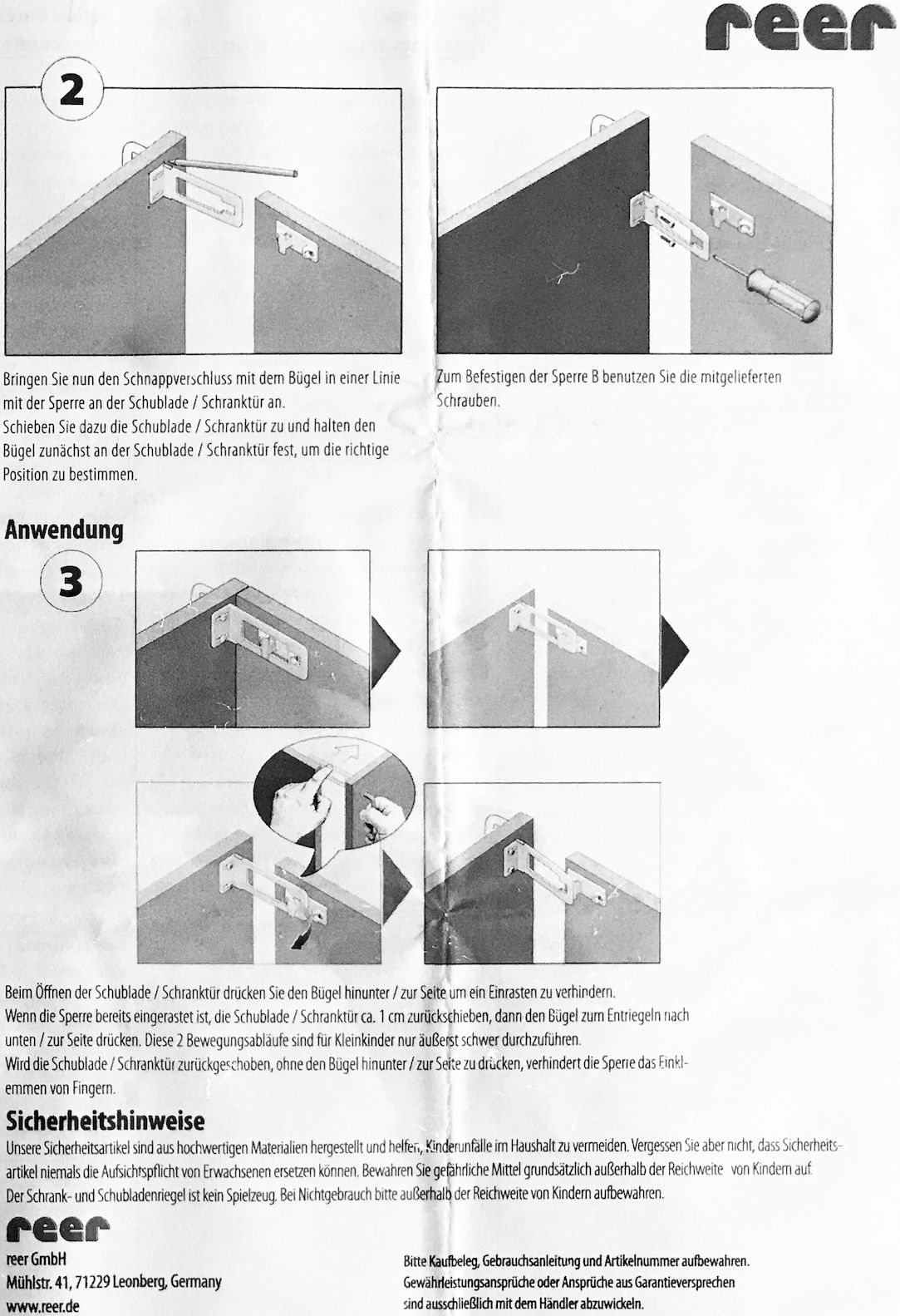 Dětská zábrana na skříně a šuplíky Reer - obrázek 3