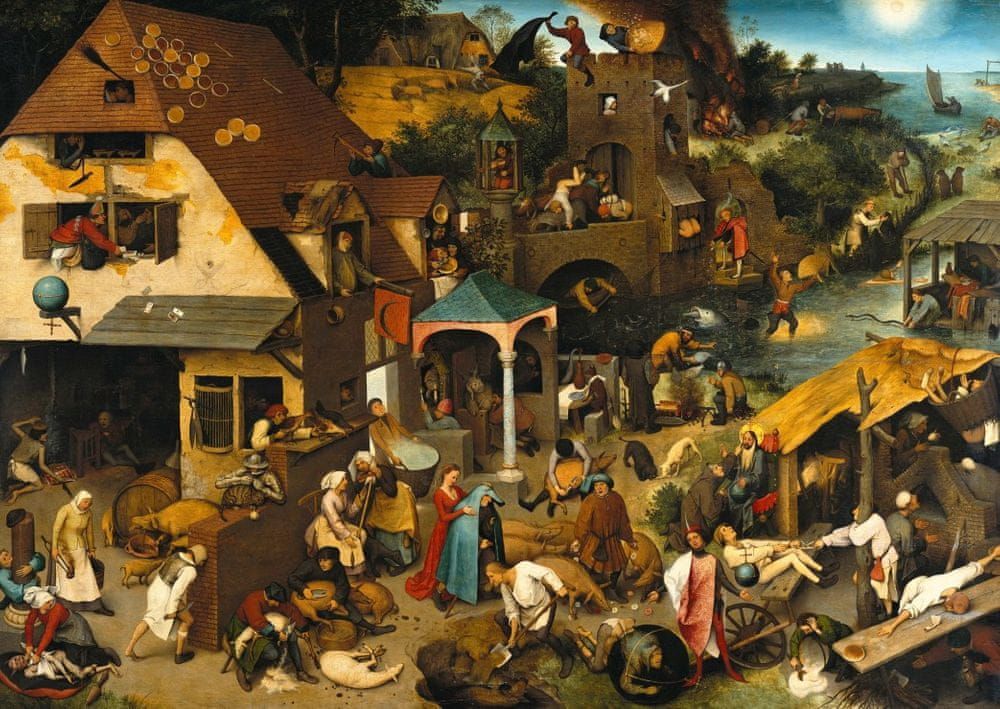 Grafika Puzzle 2000 dílků Brueghel Pieter: The Dutch Proverbs, 1559 - obrázek 1