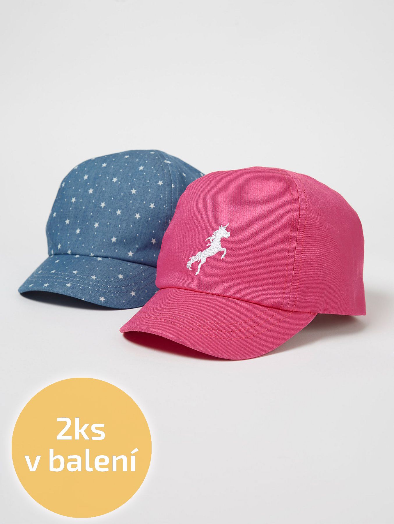Dívčí kšiltovky GEORGE, růžová a modrá, motiv jednorožec Velikost: 4 - 8 let (53cm) - obrázek 1