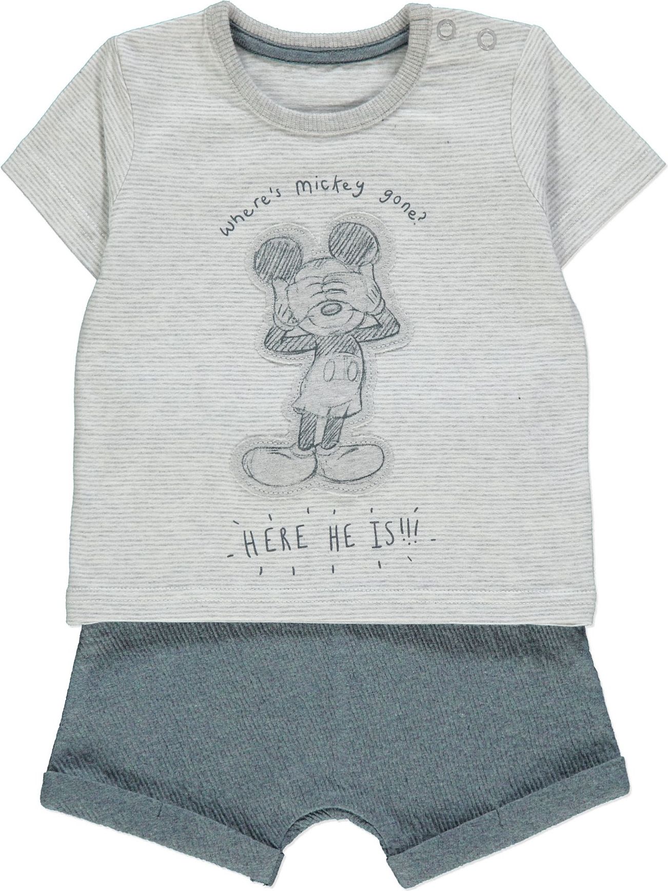 Kojenecké tričko a kraťasy GEORGE, šedé, motiv Mickey Velikost: 86 - 92cm (18 - 24 měsíců) - obrázek 1