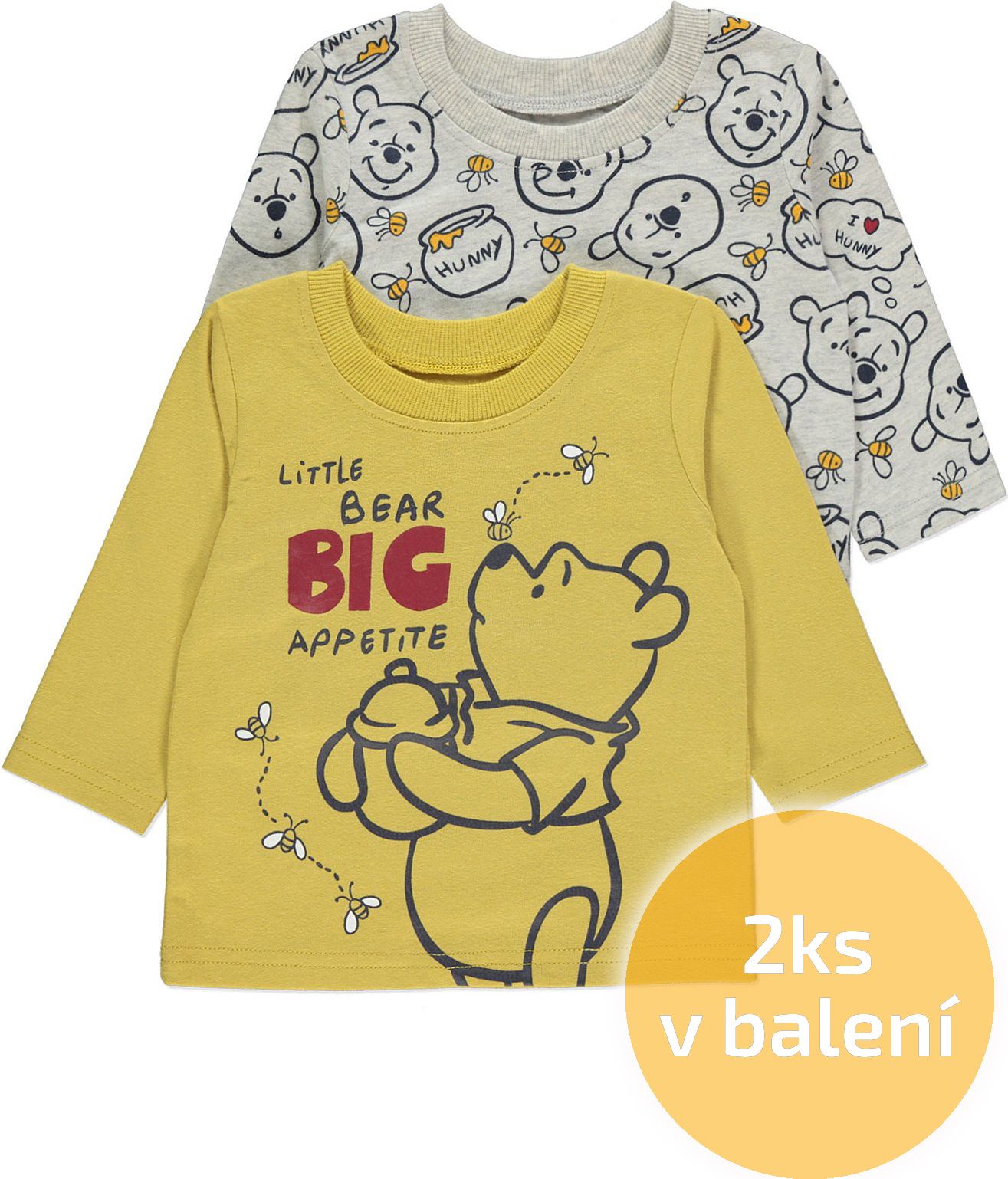 Kojenecká trička GEORGE, 2ks v balení, motiv medvídek Pú Velikost: 86 - 92cm (18 - 24 měsíců) - obrázek 1
