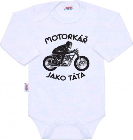 Body s potiskem New Baby Motorkář jako táta, Bílá, 68 (4-6m) - obrázek 1