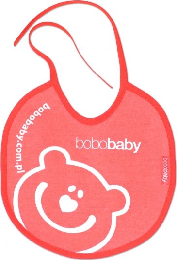 Nepromokavý froté bryndáček BOBO BABY - Méďa, červený/červený lem - obrázek 4