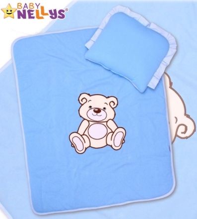 Baby Nellys 2-dílná sada do kočárku jersey Medvídek Teddy Bear - modrá - obrázek 1