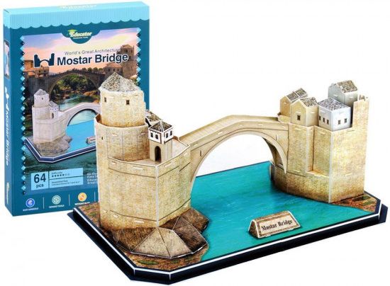 EDUCATOR 3D puzzle Obloukový most v Mostaru, Bosna a Hercegovina 64 dílků - obrázek 1