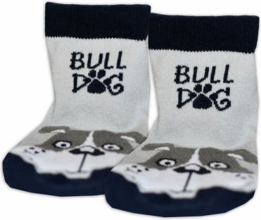 Baby Nellys Bavlněné ponožky Bull dog - šedo/černé, Velikost koj. oblečení 13-14 vel. ponožek - obrázek 1