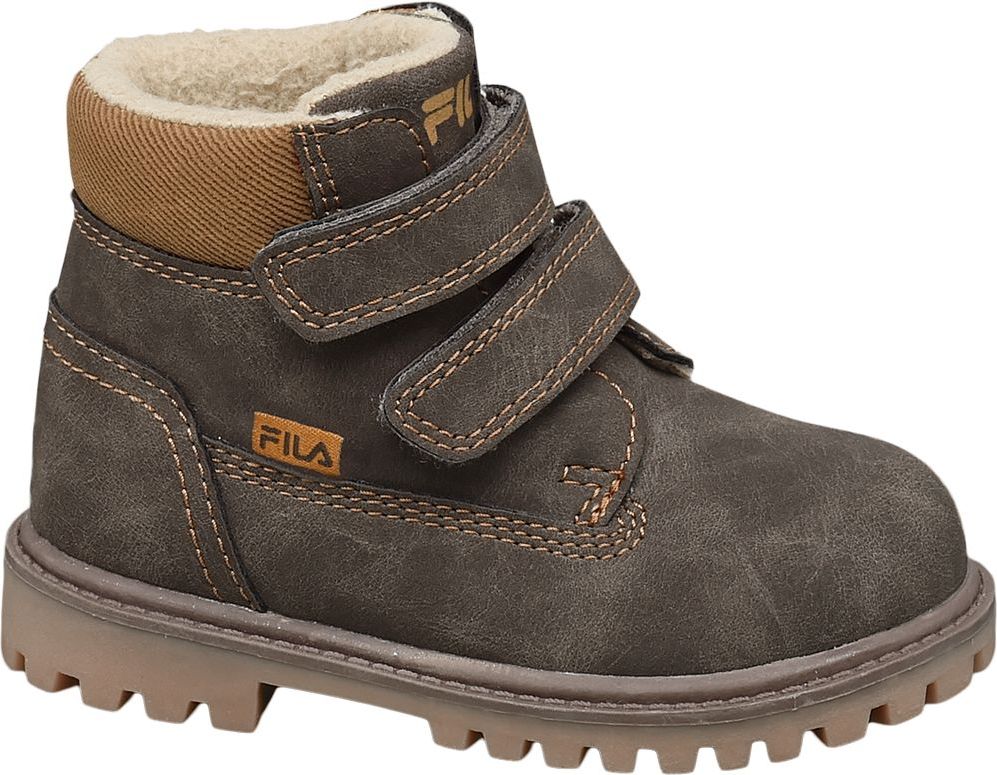 Deichmann - Fila Hnědá dětská kotníková obuv na suchý zip Fila 21 hnědá - obrázek 1