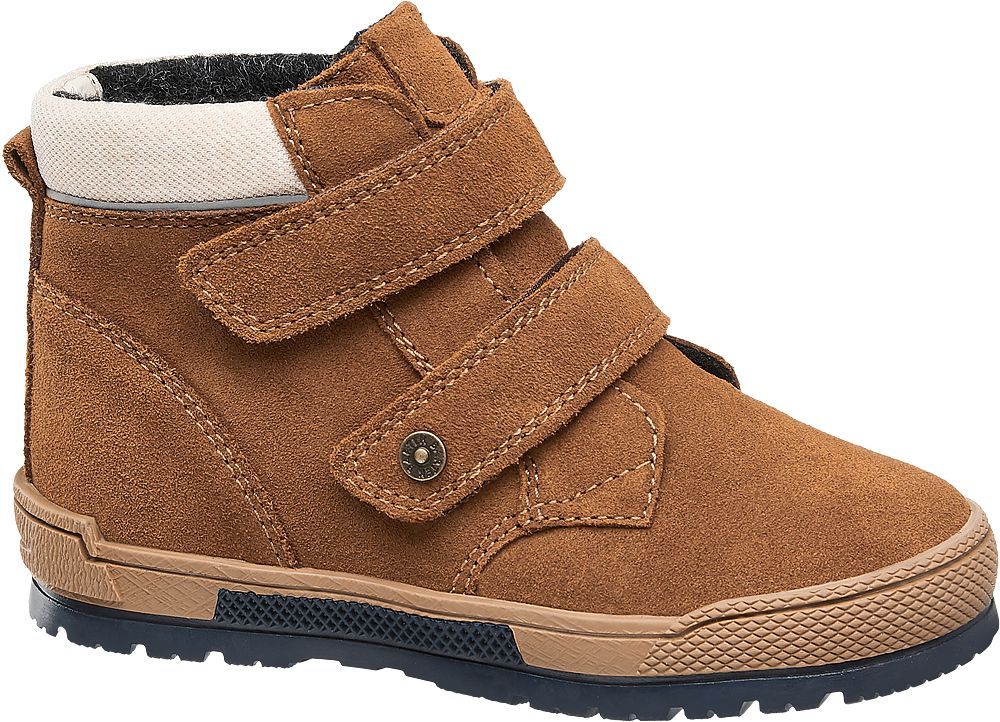 Deichmann - Bartek Hnědá kožená dětská kotníková obuv na suchý zip Bartek 24 hnědá - obrázek 1