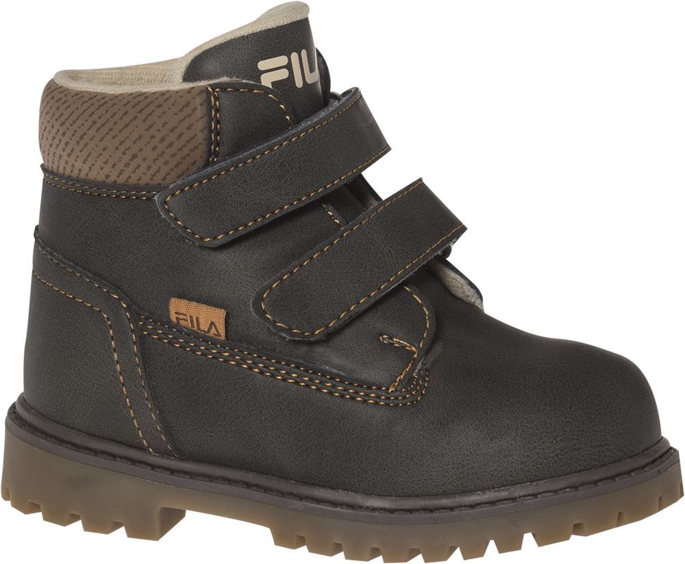 Deichmann - Fila Hnědá dětská kotníková obuv na suchý zip Fila 24 hnědá - obrázek 1