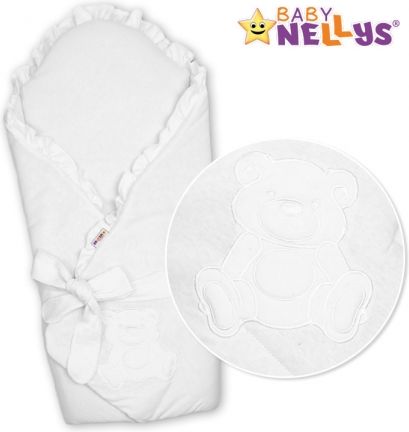 Baby Nellys Zavinovačka s výztuží Teddy Bear - jersey - bílá - obrázek 1