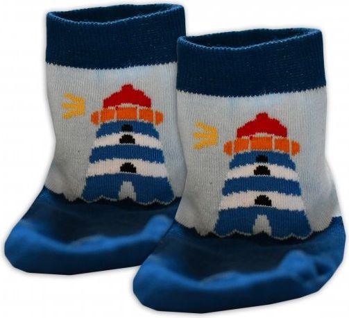 Baby Nellys Bavlněné ponožky Maják - modré/sv.modré, vel. 15-16cm - obrázek 3
