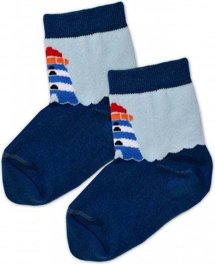Baby Nellys Bavlněné ponožky Maják - modré/sv.modré, vel. 15-16cm - obrázek 6