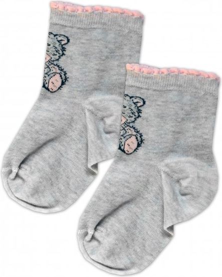 Baby Nellys Bavlněné ponožky Teddy - šedý melírek, vel. 15-16 cm - obrázek 1