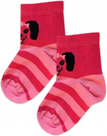 Baby Nellys Bavlněné ponožky Pejsek mašlička - růžové, vel. 15-16cm - obrázek 4