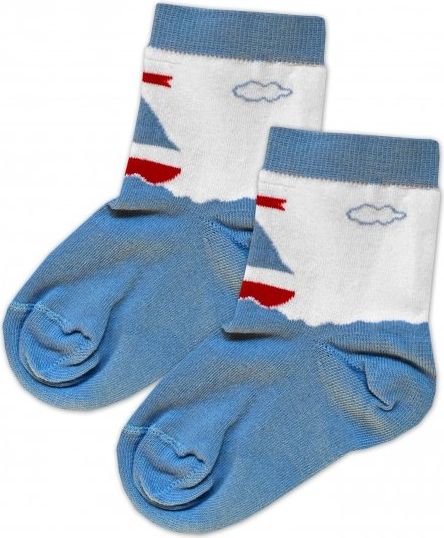 Baby Nellys Bavlněné ponožky Plachetnice - modré, vel. 17-18cm - obrázek 2