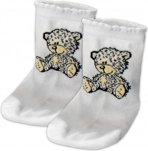 Baby Nellys Bavlněné ponožky Teddy - bílé, vel. 17-18cm - obrázek 2