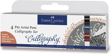 Faber-Castell Popisovač Pitt Artist Pen Calligraphy 4 kusy, tmavé barvy 6750 - obrázek 1