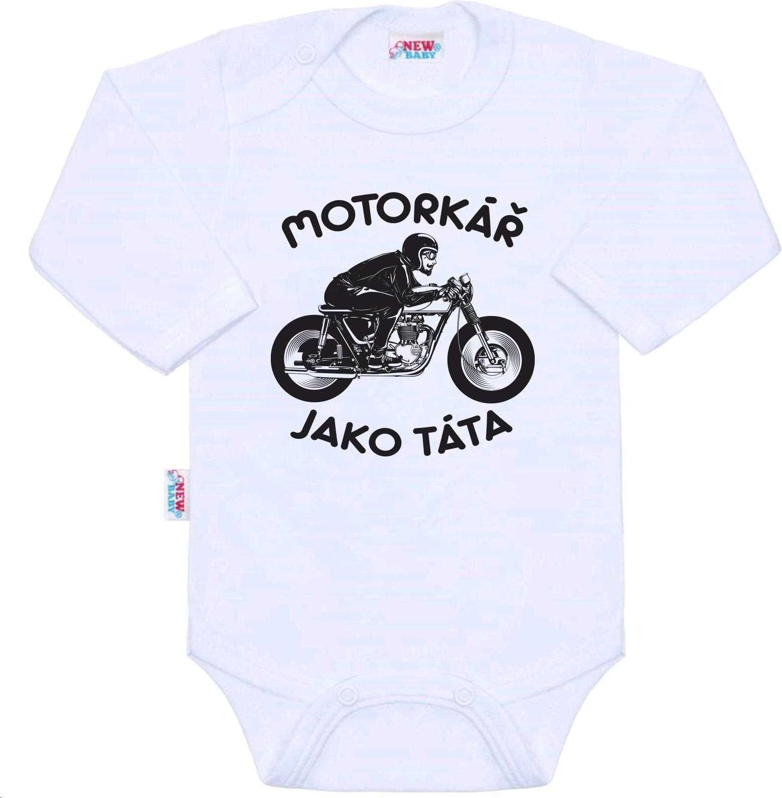 NEW BABY | S potiskem | Body s potiskem New Baby Motorkář jako táta | Bílá | 68 (4-6m) - obrázek 1