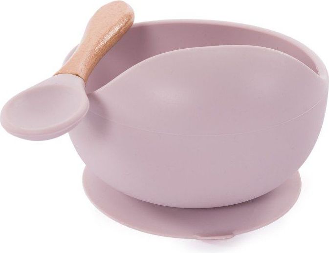 BoJungle Silikonová miska s přísavkou a lžičkou Pastel Pink - obrázek 2