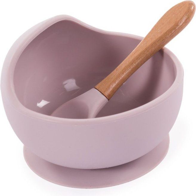 BoJungle Silikonová miska s přísavkou a lžičkou Pastel Pink - obrázek 4