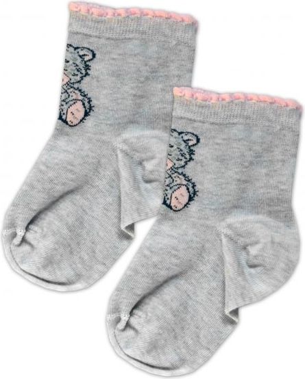 Baby Nellys Bavlněné ponožky Teddy - šedý melírek - 17-18 vel. ponožek - obrázek 1