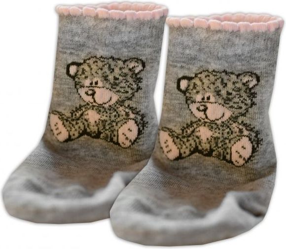 Baby Nellys Bavlněné ponožky Teddy - šedý melírek, vel. 17-18 cm - obrázek 2