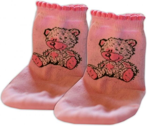 Baby Nellys Bavlněné ponožky Teddy - světle růžové, vel. 17-18cm - obrázek 1