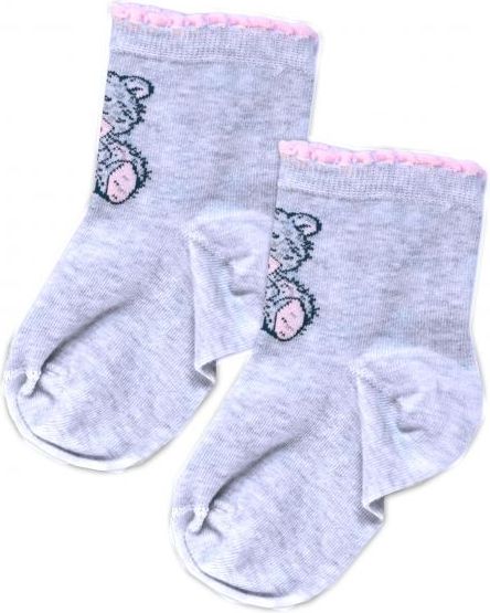 Baby Nellys Bavlněné ponožky Teddy - modrý melírek, vel. 15-16cm - obrázek 1