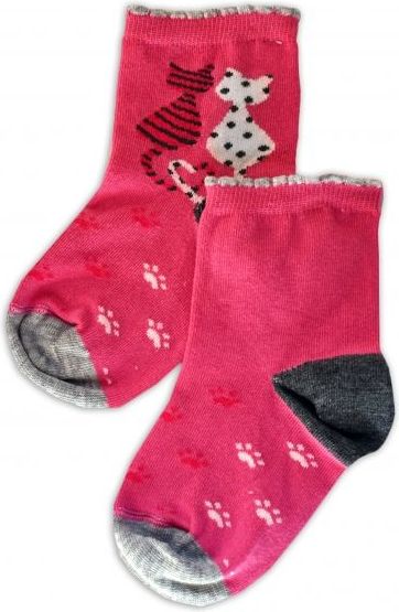 Baby Nellys Bavlněné ponožky Kočičky - růžové - 17-18 vel. ponožek - obrázek 1