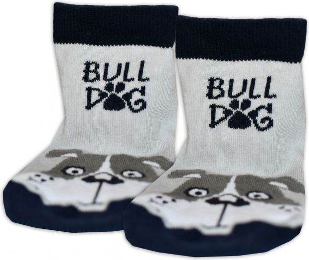 Baby Nellys Bavlněné ponožky Bull dog - šedo/černé, vel. 17-18cm - obrázek 1