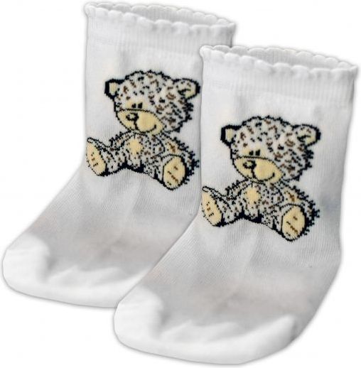 Baby Nellys Bavlněné ponožky Teddy - bílé, vel. 15-16cm - obrázek 1