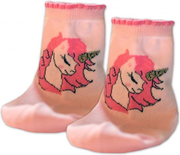 Baby Nellys Bavlněné ponožky Jednorožec - růžové - 17-18 vel. ponožek - obrázek 1