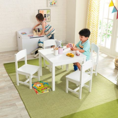 KidKraft Set stolu a 4 židlí Farmhouse bílé - obrázek 3
