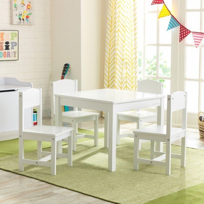 KidKraft Set stolu a 4 židlí Farmhouse bílé - obrázek 4