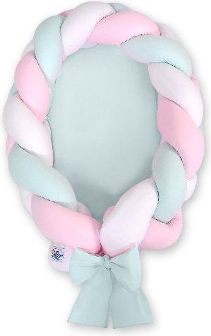 My Sweet Baby Kokon pro miminko pletený 2v1 MAGIC LOOP bílá+růžová+máta/mátová - obrázek 1
