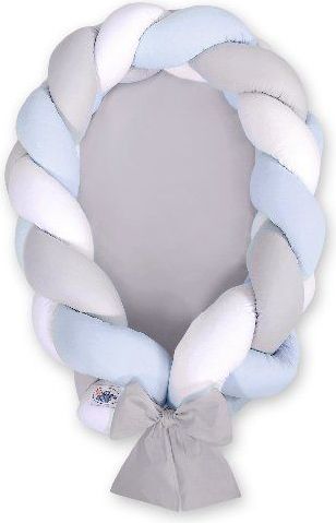 My Sweet Baby Kokon pro miminko pletený 2v1 MAGIC LOOP  bílá+šedá+modrá/šedá - obrázek 1