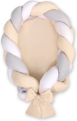 My Sweet Baby Kokon pro miminko pletený 2v1 MAGIC LOOP bílá+šedá+béžová/béžová - obrázek 1