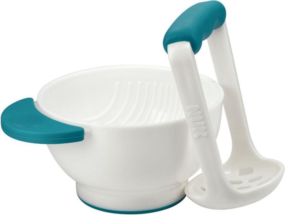 Nuk Miska puree + mačkátko na ovoce a zeleninu, modrá - obrázek 1