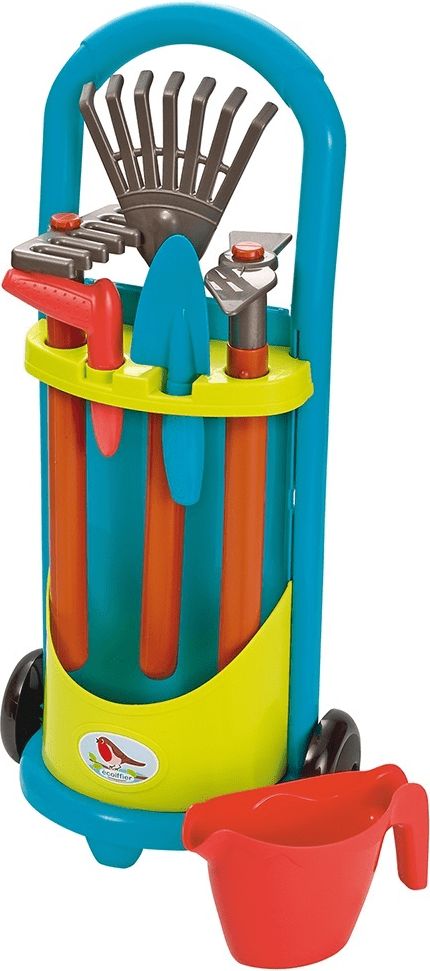 Ecoiffier Vozík se zahradním nářadím a konvičkou modro-zelený - obrázek 1
