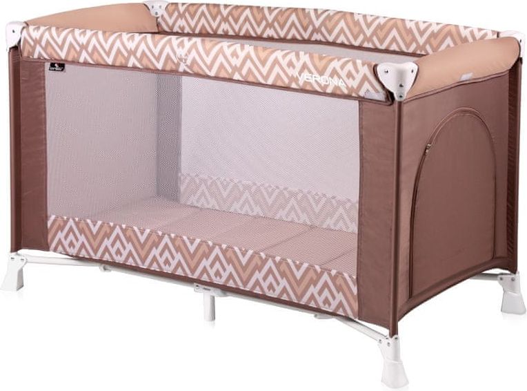 Lorelli Cestovní postýlka VERONA 1 LAYER BROWN&BEIGE LINES - obrázek 1