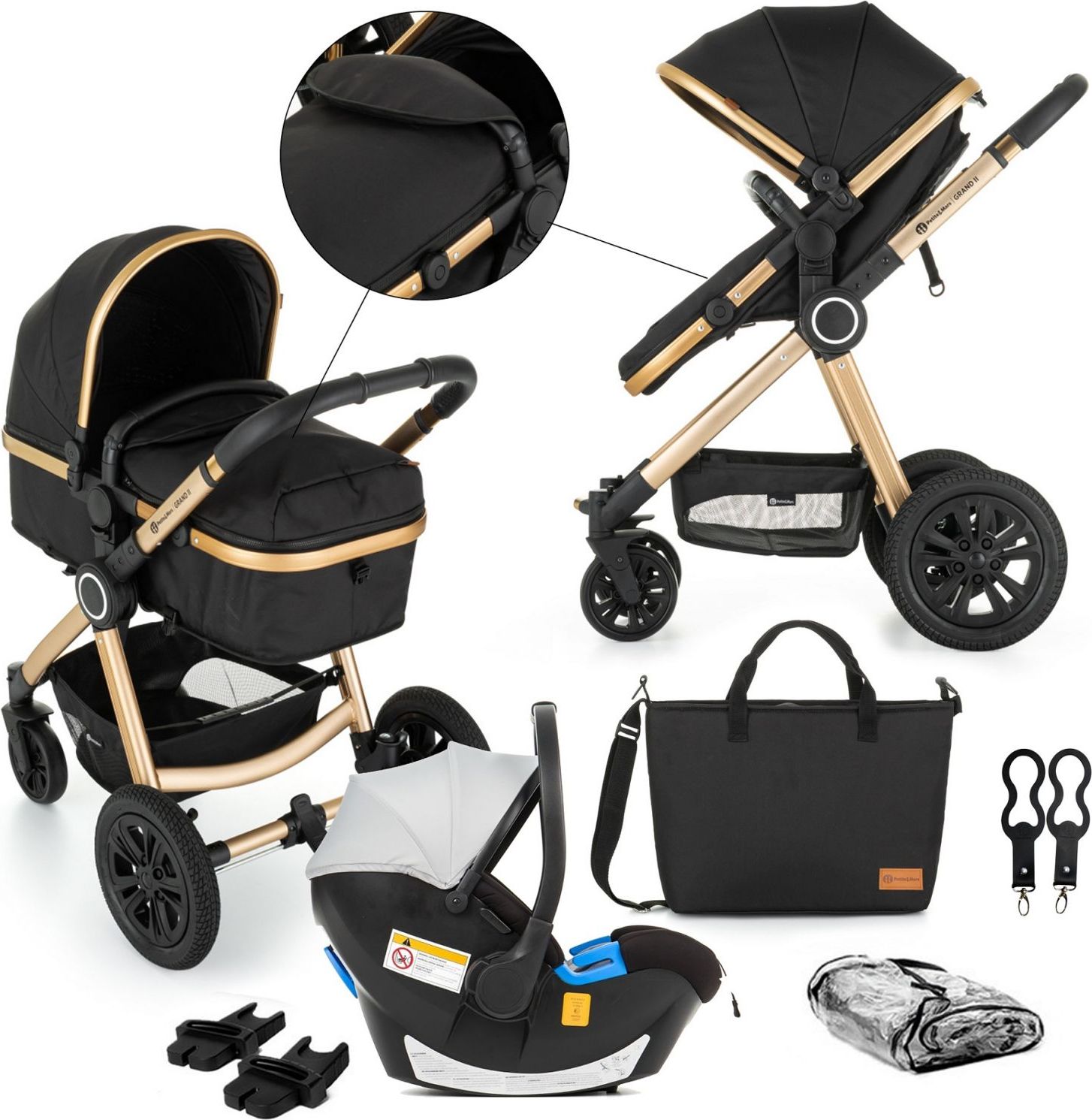 Kočárek kombinovaný 3v1 Grand II Golden Ebony Petite&Mars 2020 - obrázek 1