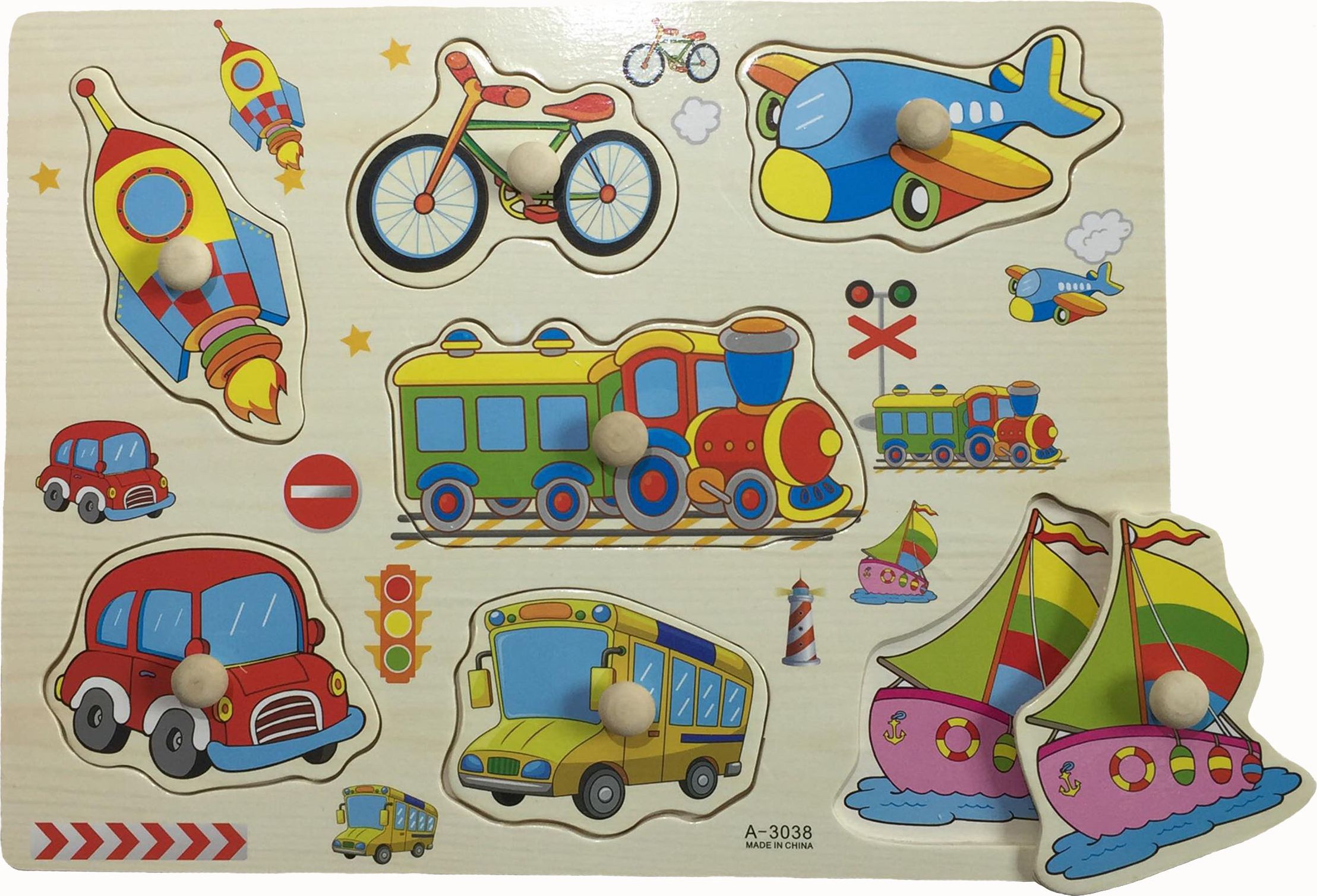 Dětské dřevěné puzzle dopravní prostředky - obrázek 1